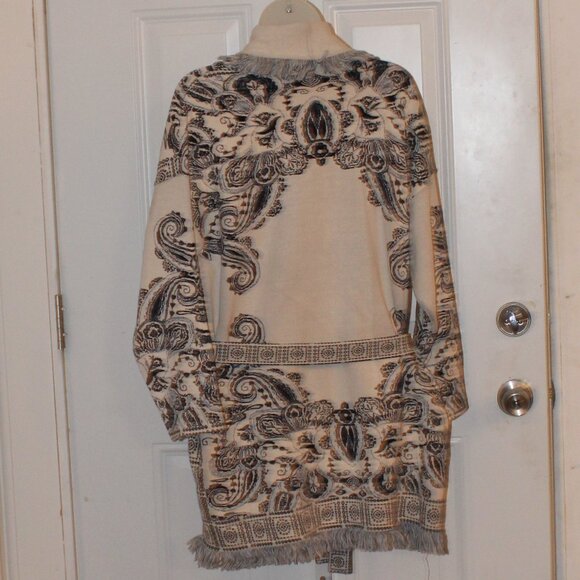 Chico's Fringe Front Long Cardigan with Belt, Chico's Size 2 US Size L - Picture 6 of 8